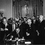 President Johnson signing the Civil Rights Act of 1964